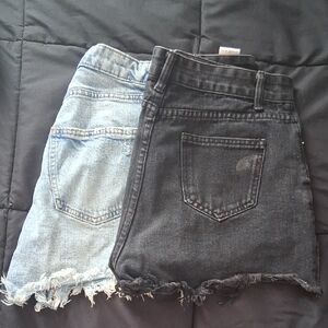 Wild Fable High Waist Denim Shorts - Light Blue and Black